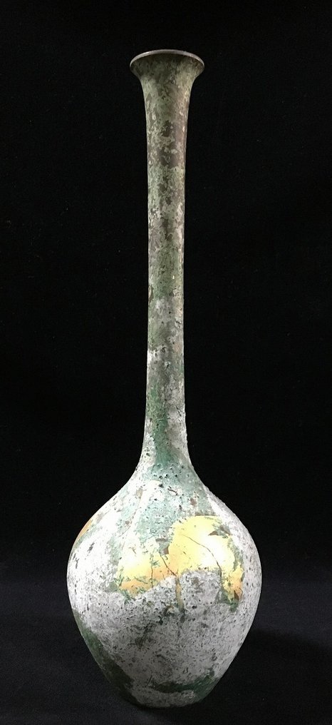 Βάζο - Μπρούντζος, Υπογεγραμμένο Houn / Ιαπωνικό Vintage Βάζο Λουλουδιών (Ύψος: 30cm) / Μοναδικό Χρυσό Φύλλο. - Ιαπωνία  (χωρίς τιμή ασφαλείας) #3.2