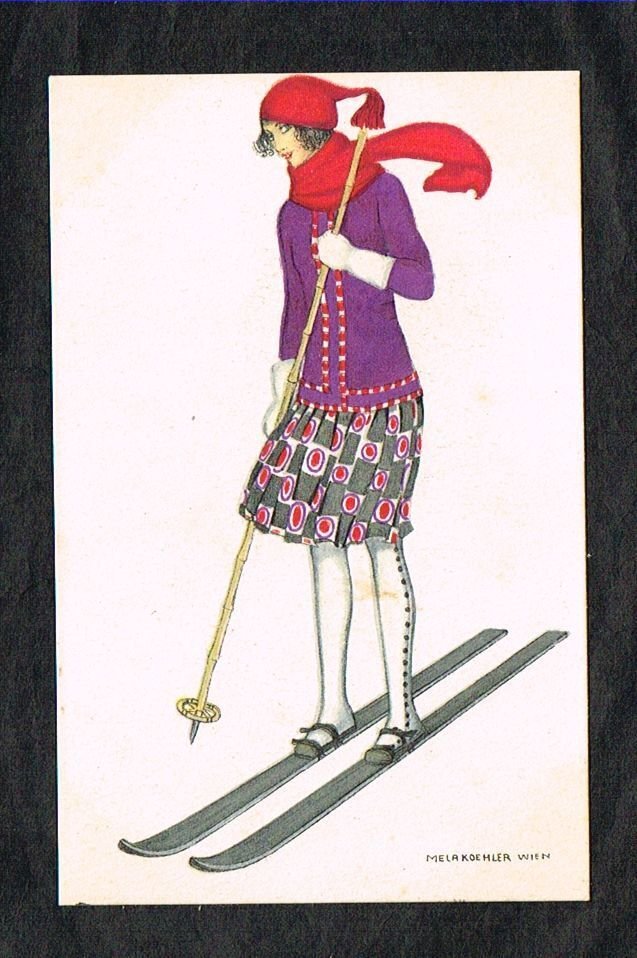AK Mela Köehler - Wien - Naiset hiihtäen - Kirjoittamaton postikortti - Postikortti (1) - 1900-1900 #1.0