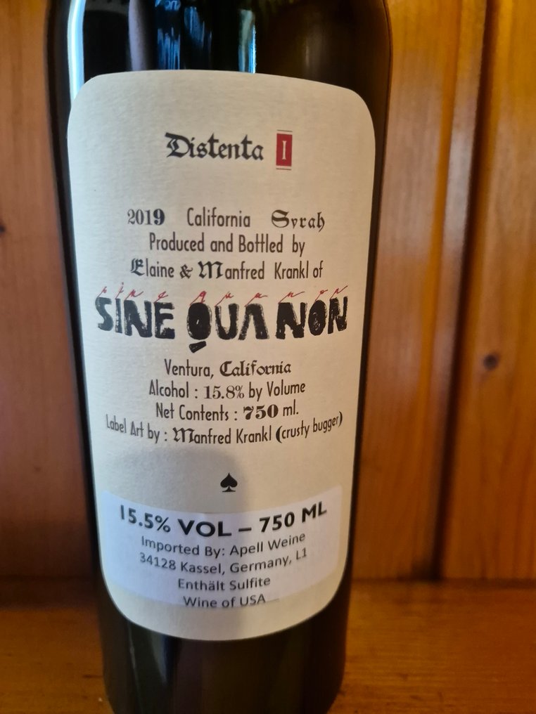 2019 Sine Qua Non, Distenta I - Ventura - 1 Bottle (0.75L) #2.1