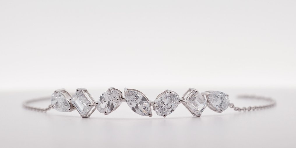 Zonder minimumprijs - Armband - 14 karaat Witgoud - 3.92ct. tw. Diamant (Lab-grown) #1.0