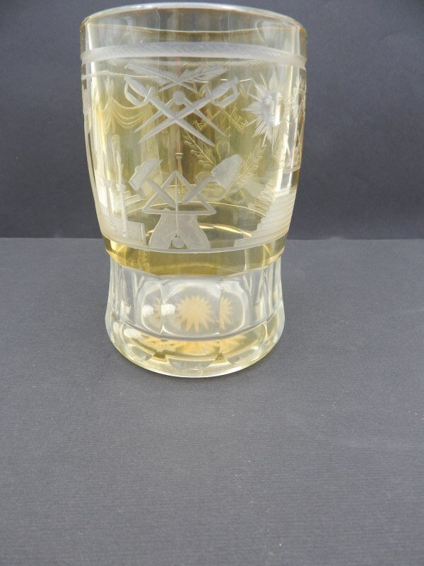 Csehország - Jelvény - masonic franc maconnerie antique boheems glas - 19. század közepe #1.0