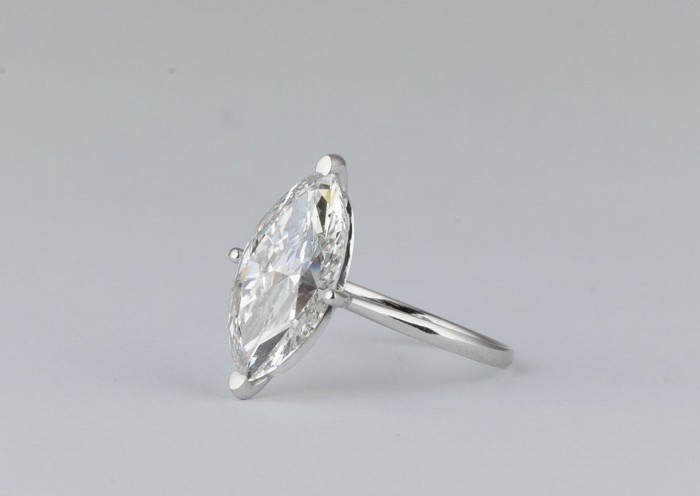 沒有保留價 - 戒指 - 14 克拉 白金 -  5.00ct. tw. 鉆石 (實驗室培育) - Marquise F-VVS2 #1.0