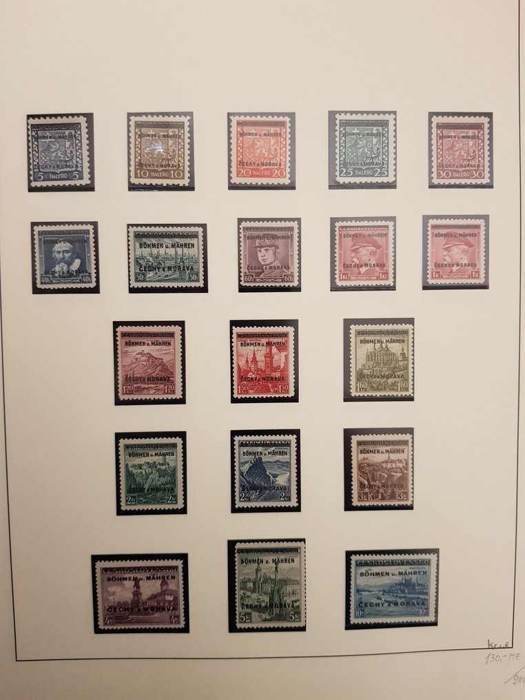 Bohemia ja Moravia 1939/1940 - En Generalgouvernment, jälkikäteen postimerkkikokoelma Lindner-albumissa. #1.0