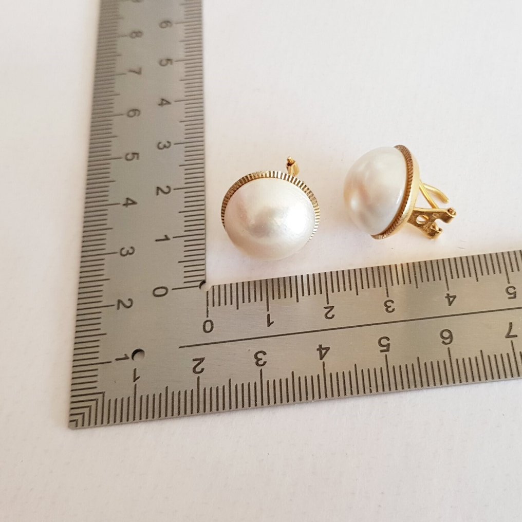耳环 - 18K包金 黄金 珍珠 #3.2