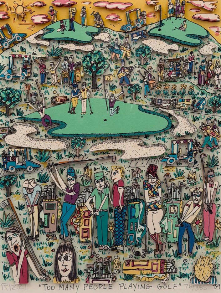James Rizzi (1950-2011) - Too many people playing golf・3D silkscreen #1.0