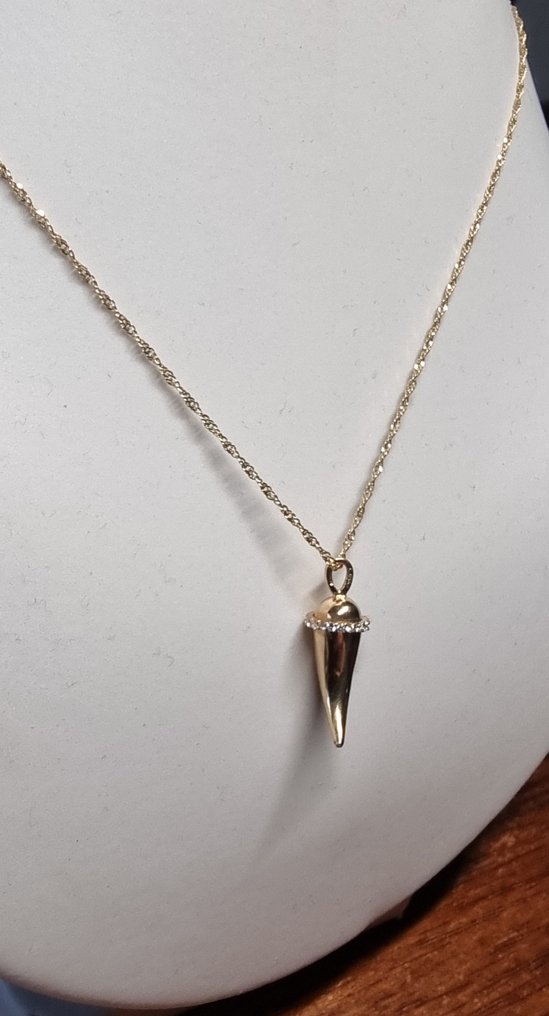 Collier avec pendentif - 18 carats Or jaune -  0.20ct. tw. Diamant (Naturelle)  - Diamant #3.2