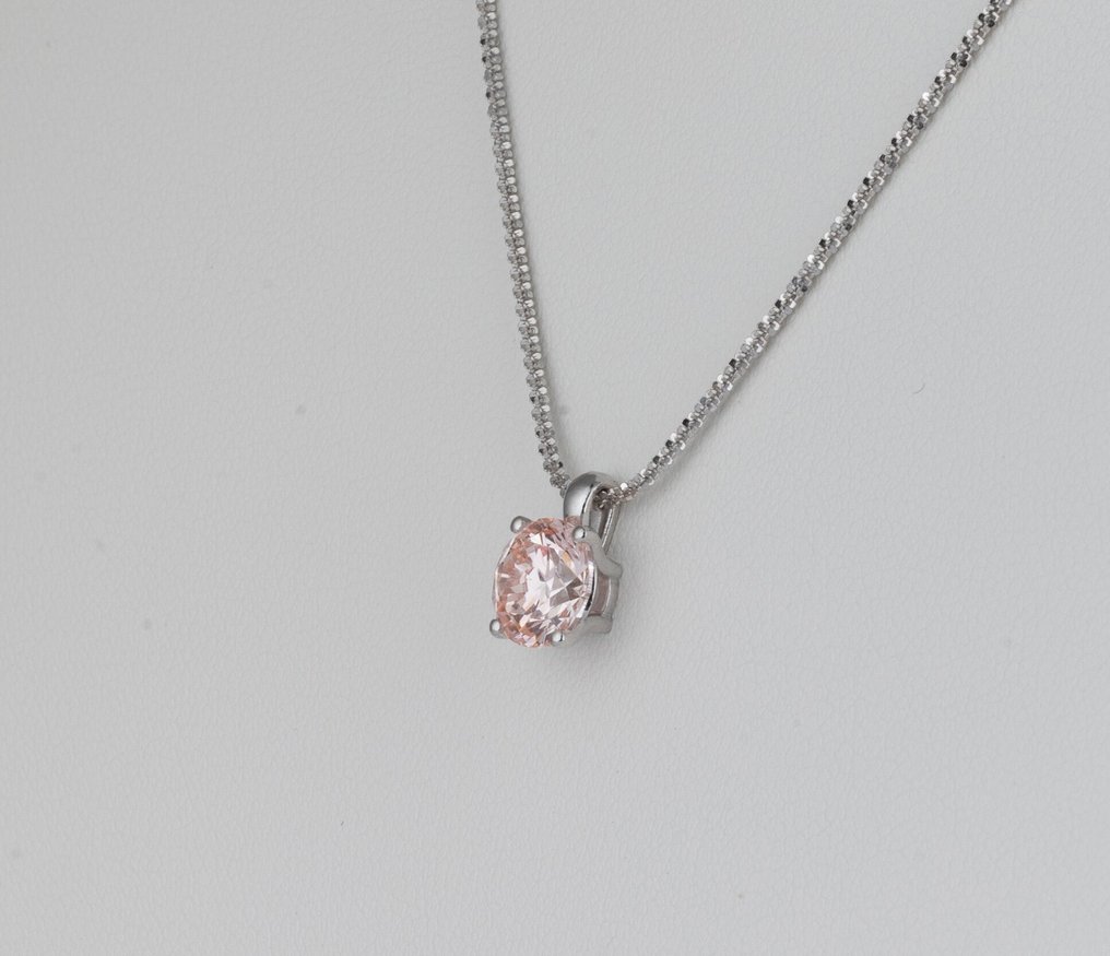 Ingen mindstepris - Kæde - 14 karat Hvidguld -  1.50ct. tw. Lyserød Diamant (Laboratoriedyrket diamant i fancy farver) - Fancy Intense Pink-VS1 #1.0