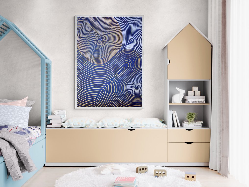 Lao Gonzalez - Cosmic Waves in Blue and Gold, XL, NO RESERVE #2.1