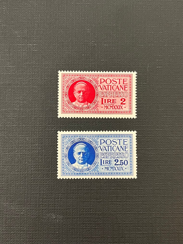 梵蒂岡城 1929/1933 - 梵蒂冈 - 教皇徽章 + 加印 + 圣年，新印，橡胶完整 #2.1