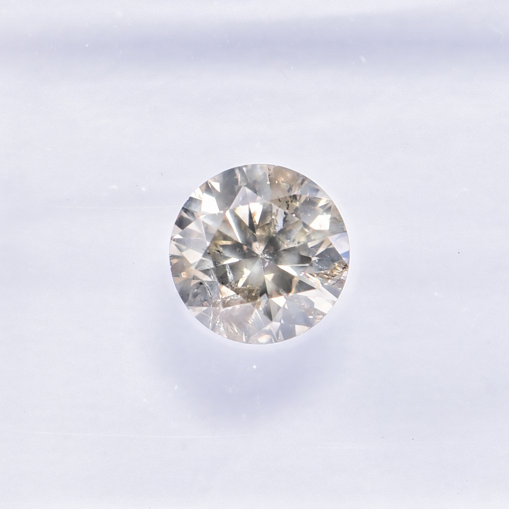 No reserve price - 1 pcs Diamond (Natural coloured) - 0.50 ct - Round - Fancy Greenish, Greyish Yellow - I1 - International Gemological Institute (IGI) - VG VG VG #2.1