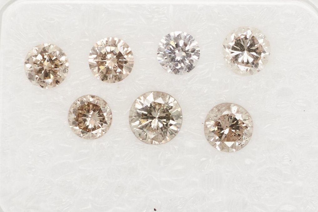 χωρίς τιμή ασφαλείας - 7 pcs Διαμάντι  (Φυσικό)  - 1.01 ct - Στρογγυλό - I1 - Gem Report Antwerp (GRA) #1.0