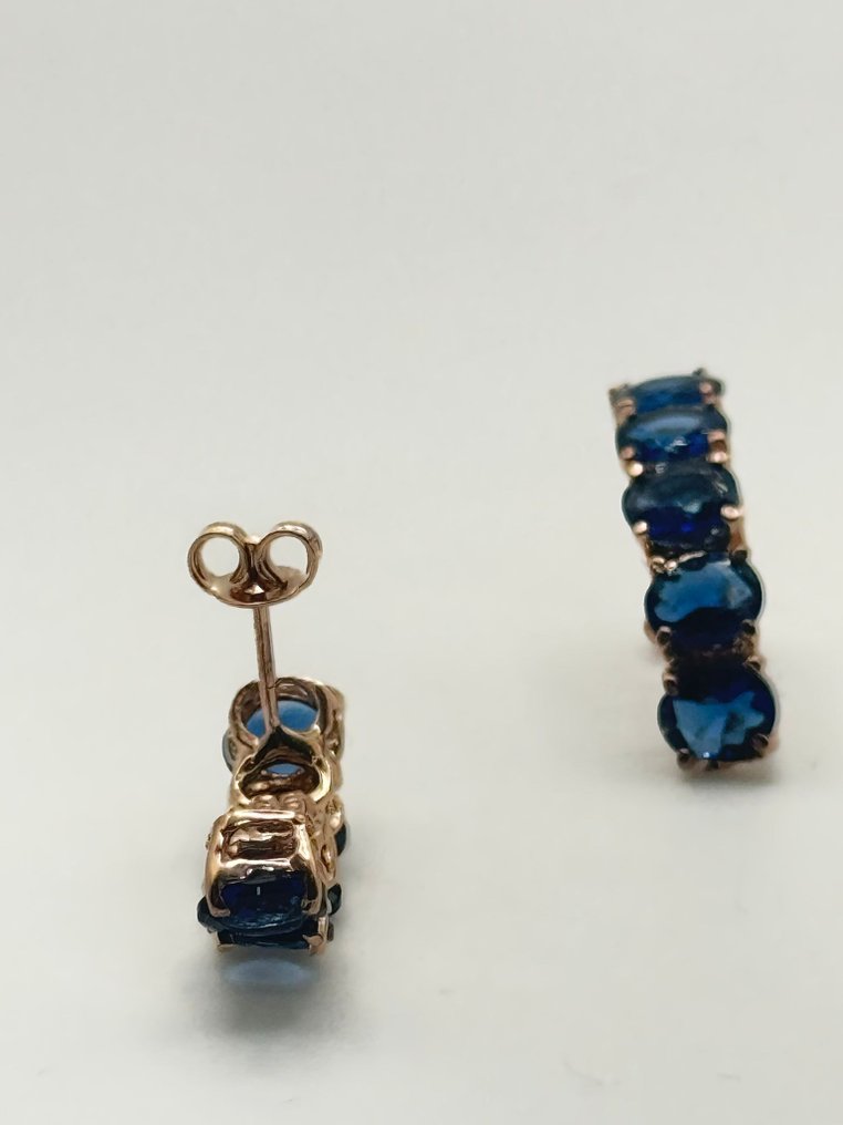 没有保留价 - 耳环 - 9 kt. 银, 玫瑰金 蓝宝石 #3.2