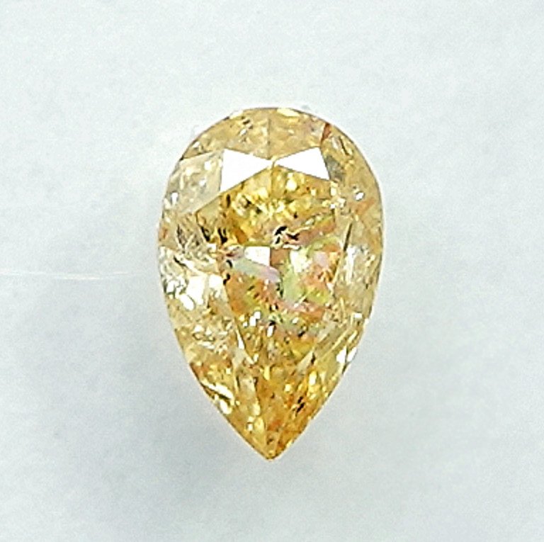 没有保留价 - 1 pcs 钻石 (天然色彩的) - 0.18 ct - 梨形 - Fancy intense 似橙色 黄色 - I3 - 国际宝石研究院(IGI) #1.0
