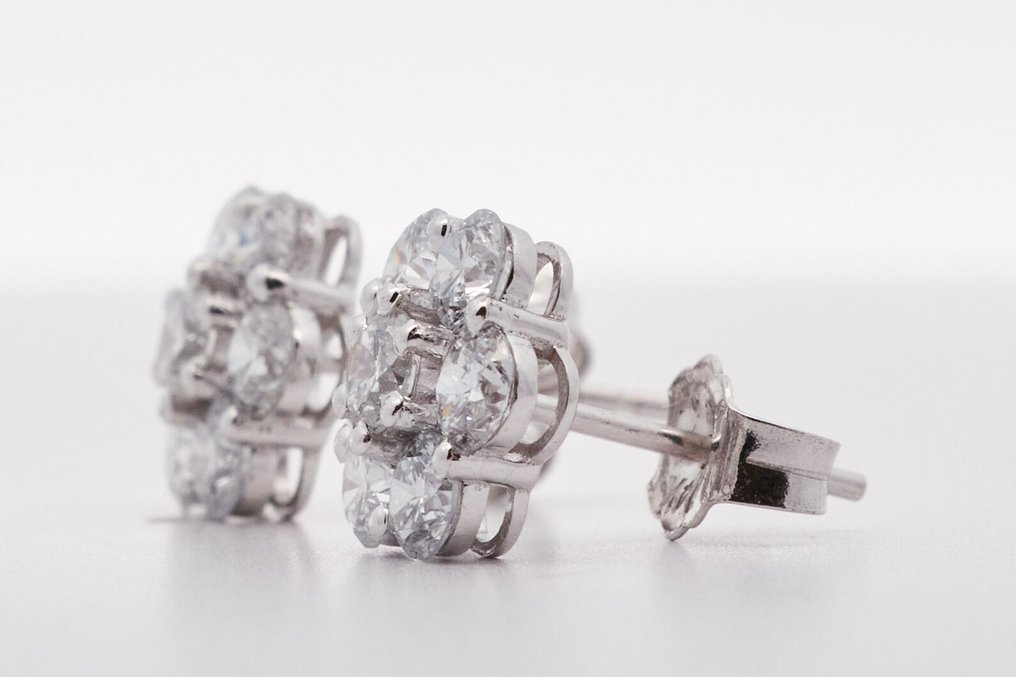 Zonder minimumprijs - Oorbellen - 14 karaat Witgoud -  2.08ct. tw. Diamant (Lab-grown) - Diamant #4.3
