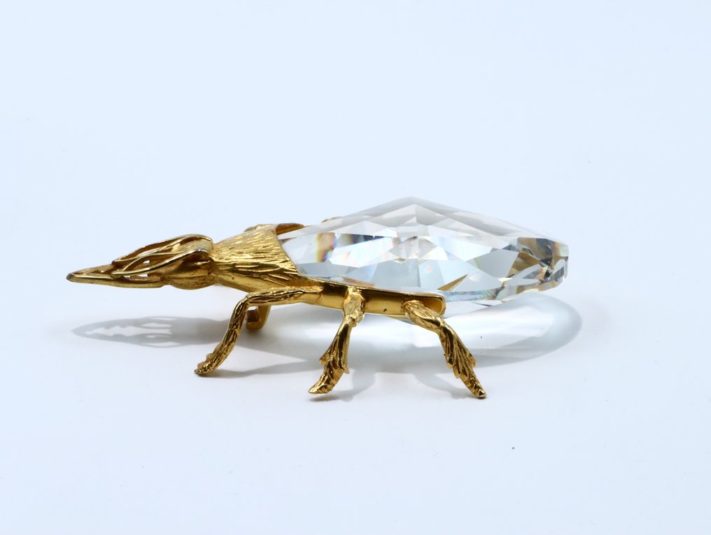 Figure - Swarovski - Flesopener Kever - Goud Rhodium - (Retired Swarovski Zeldzaam) - Crystal #4.3