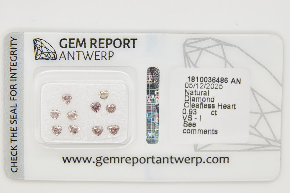 Utan reservationspris - 10 pcs Diamant (Natural) - 0.93 ct - Hjärta - VS1, VS2, SI1, SI2, I1, I2, I3 - Gem Report Antwerpen (GRA) #1.0