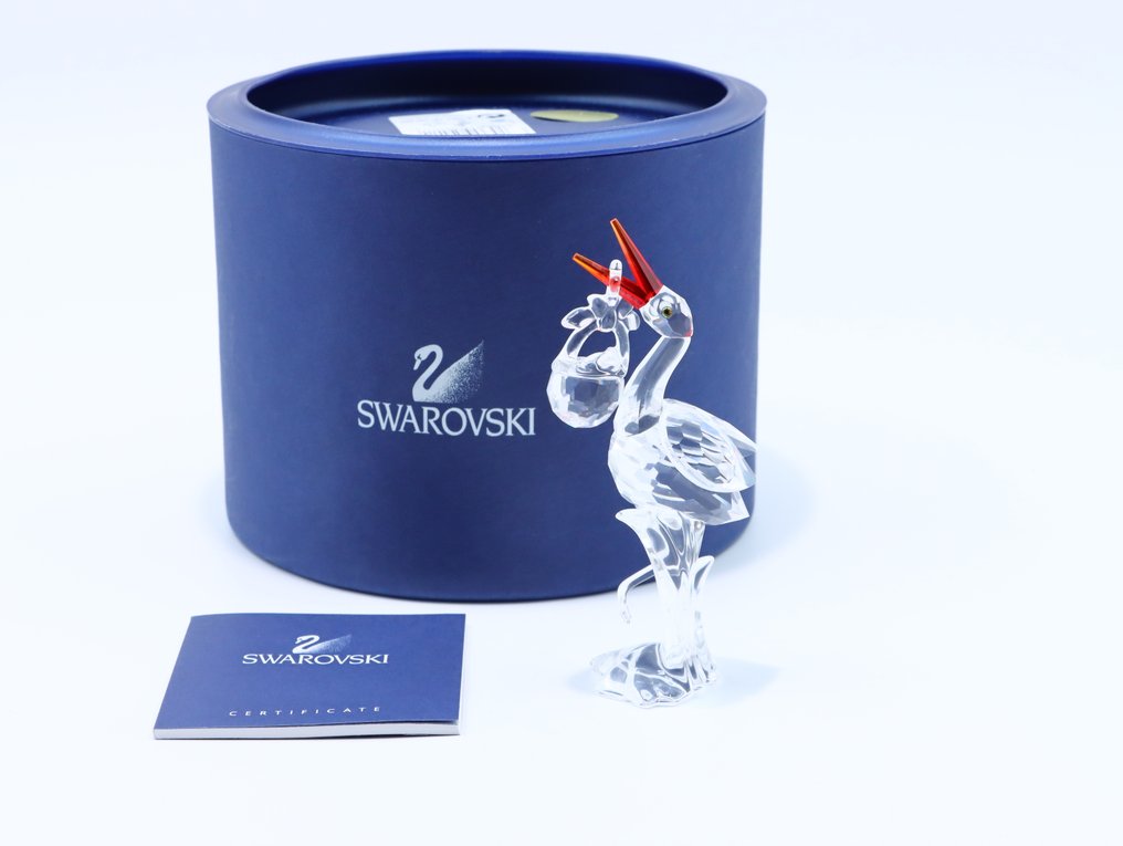 Figure - Swarovski Kristal - Ooievaar met Baby (Boxed + certificate) - Crystal #1.0