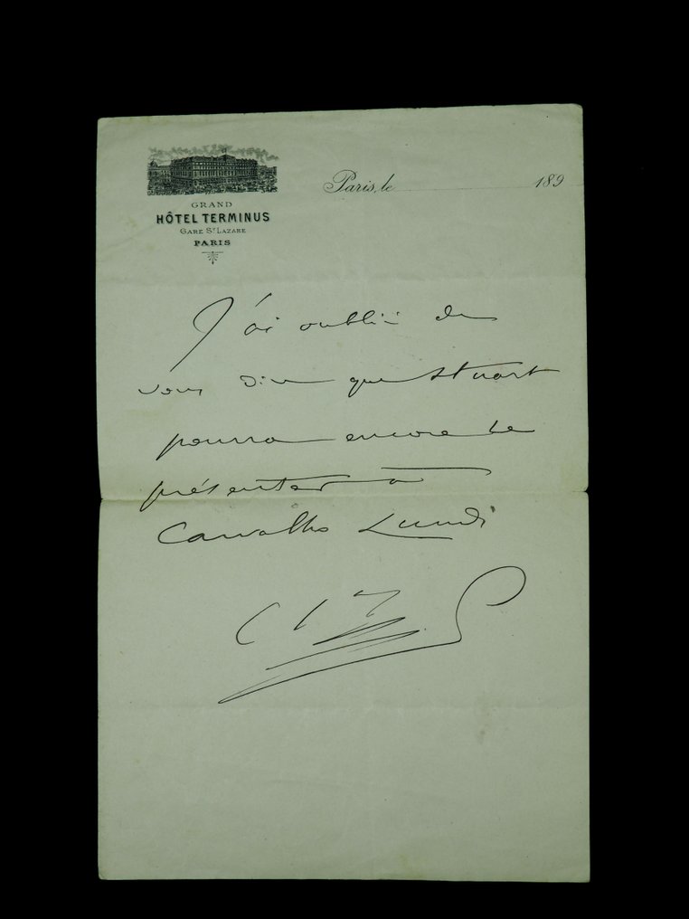 Camille SAINT SAENS - lettre autographe signée - Carvalho - 1900 #1.0