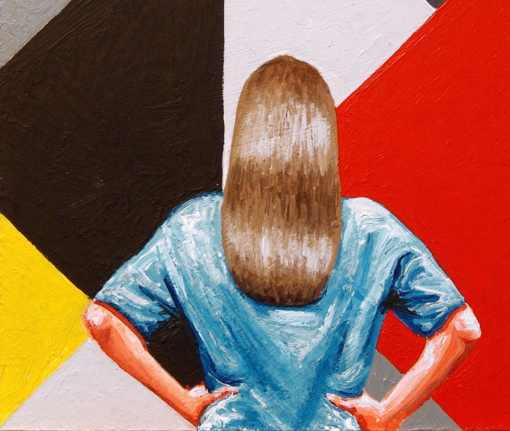 Gerard Boersma (1976) - Counter Composition (painting of a woman enjoying a painting by Theo van Doesburg) #4.3