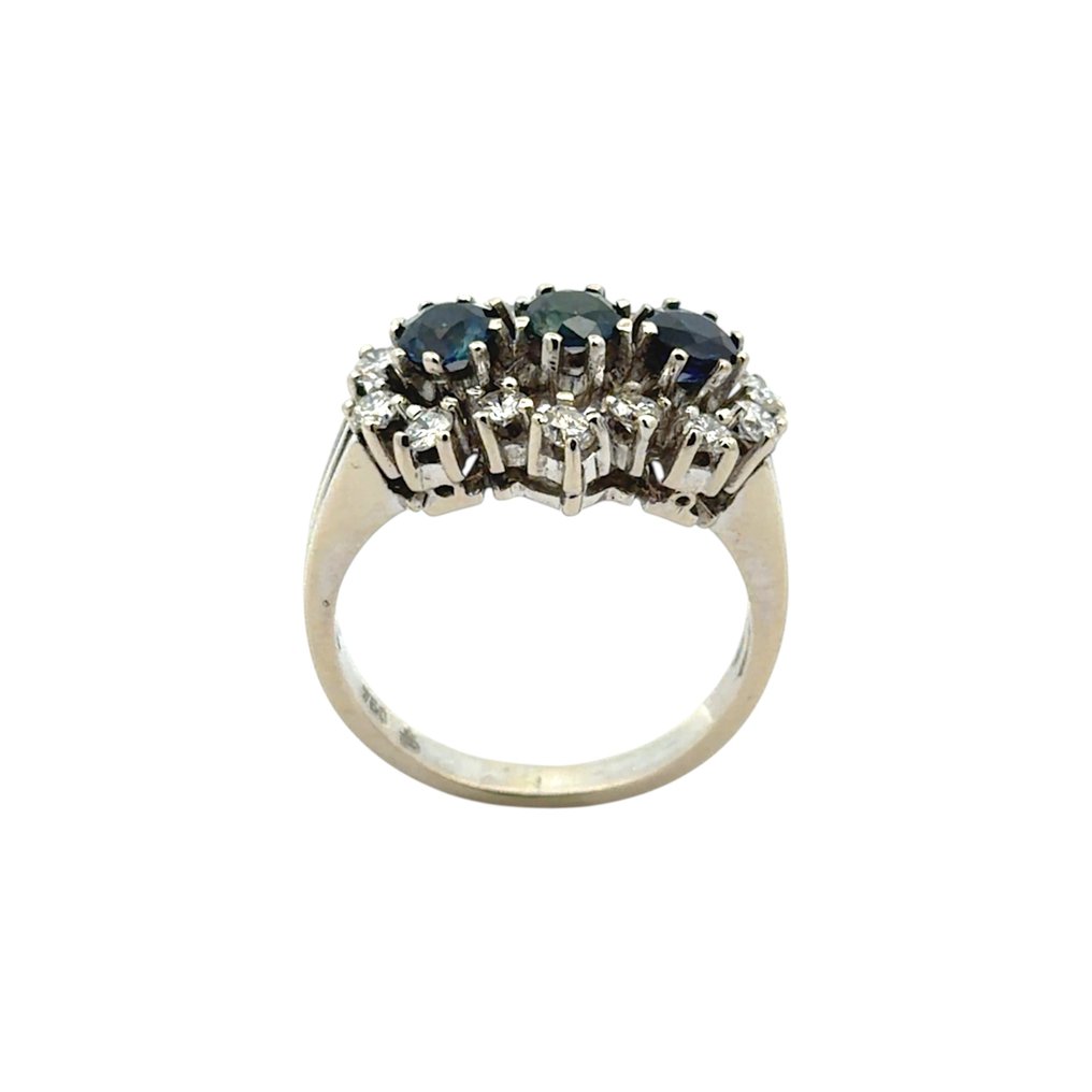 Inel - 18 ct. Aur alb -  1.90ct. tw. Safir - Diamant #3.2