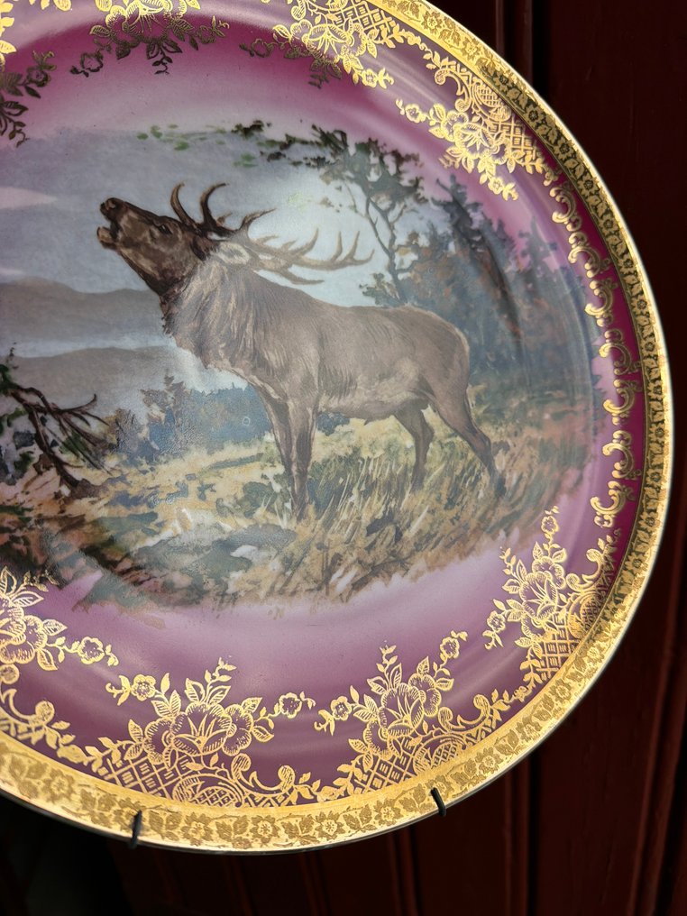 Bavaria (Germany), Bavaria - 大盘 - 瓷, 镀金 - 野性场景，玫瑰红与黄金 #2.1