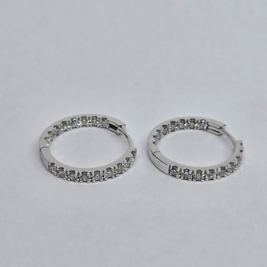 Σκουλαρίκια - 14 καράτια Λευκός χρυσός -  1.03ct. tw. Διαμάντι (Φυσικό)  - 14K κίτρινο χρυσό διαμάντι H #3.2