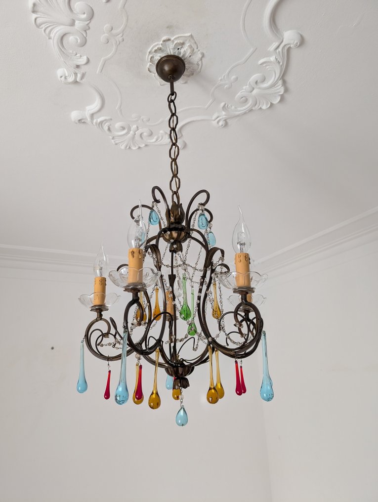 Hängelampe - Eisen - Muranoglas #2.1