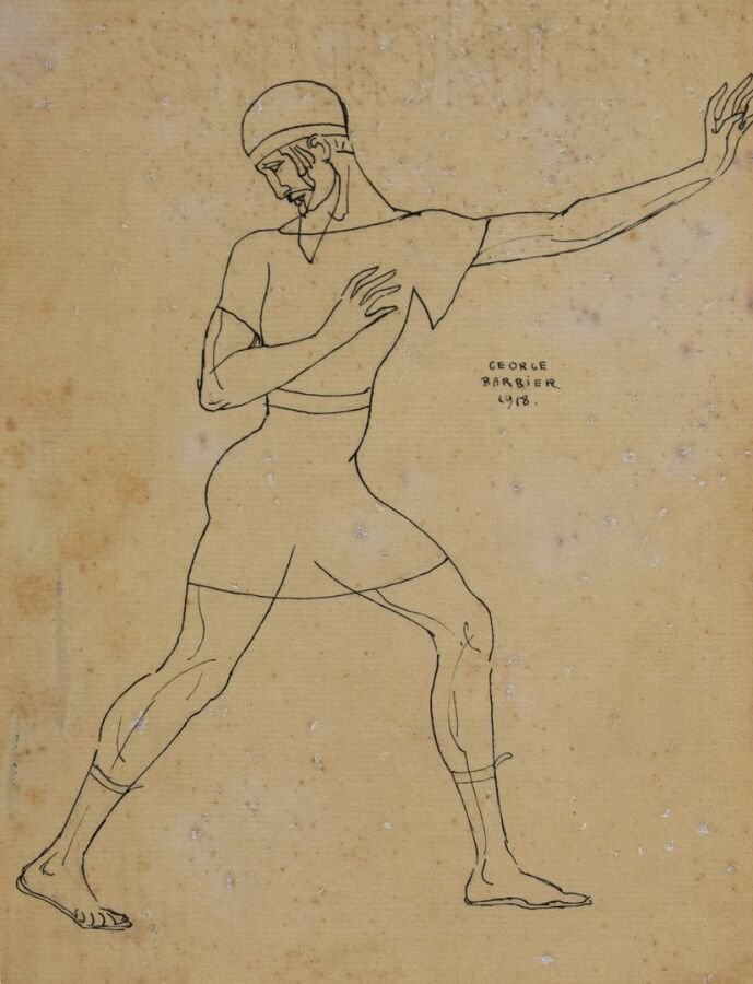 George BARBIER - dessin signé - original - encre - 1918 #1.0
