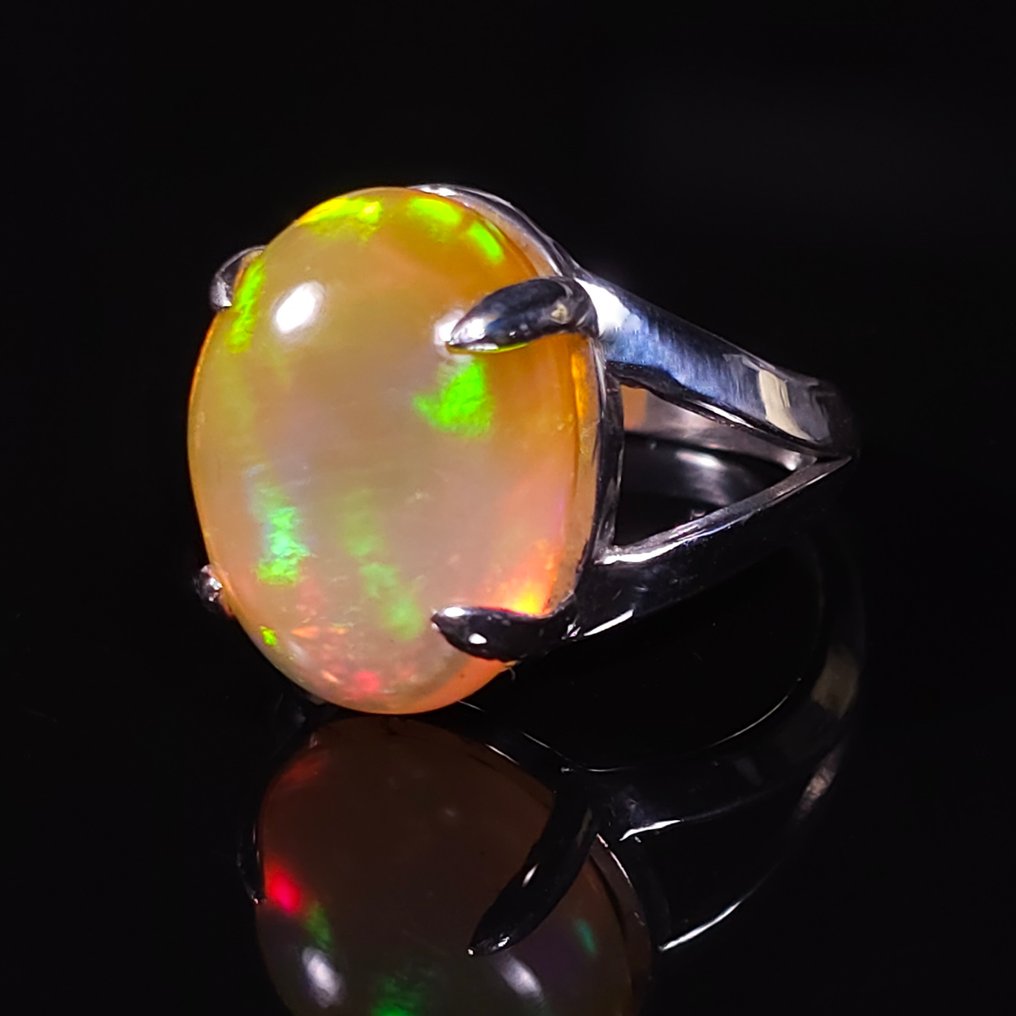 Opal - Silver - Ring - Large, Bright #3.2