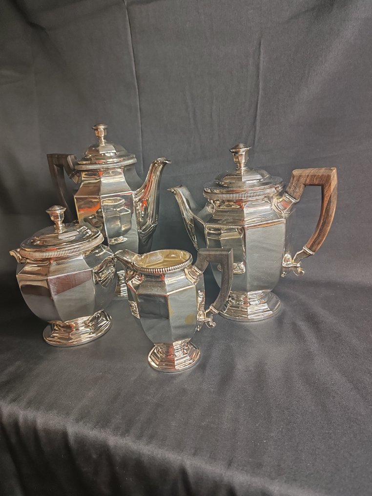 Christofle - Koffie- en theeservies (4) - Art Déco - Verzilverd - Colbert #1.0