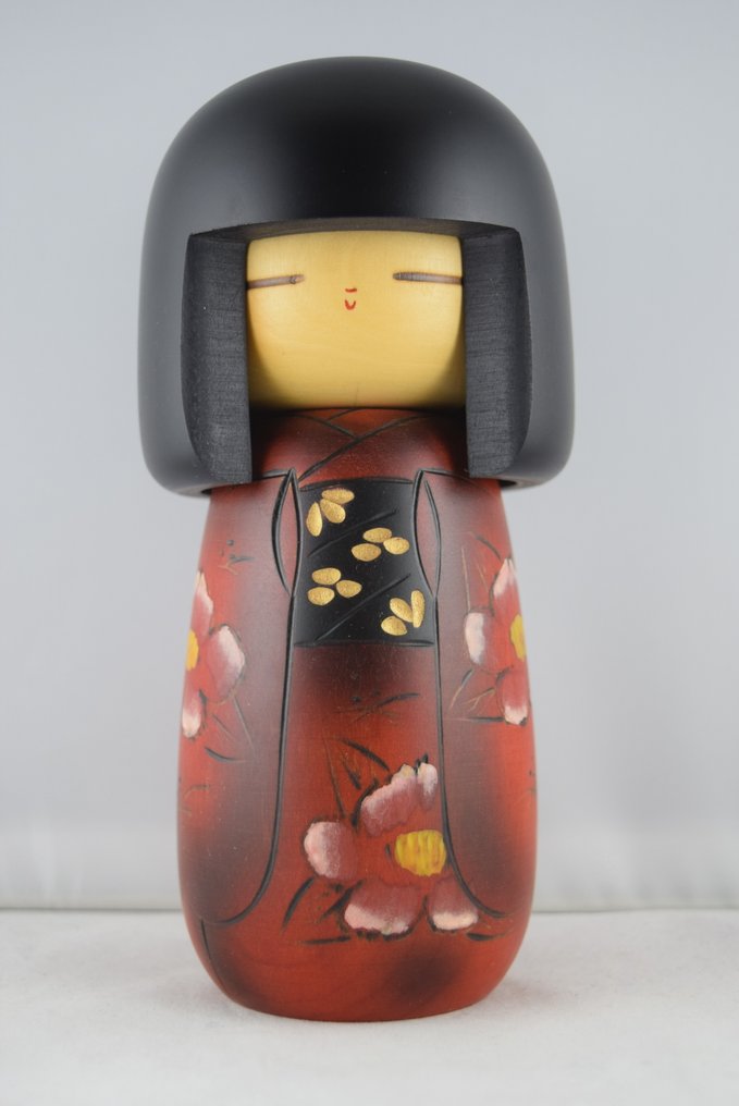 由藤川雅惠制作的椿芽 - 木 - Masae Fujikawa - Including name sign - In original box - 日本 - 昭和年代(1926-1989) #3.2