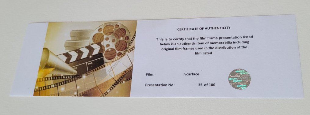 Człowiek z blizną - Framed Film Cell Display with COA #2.1