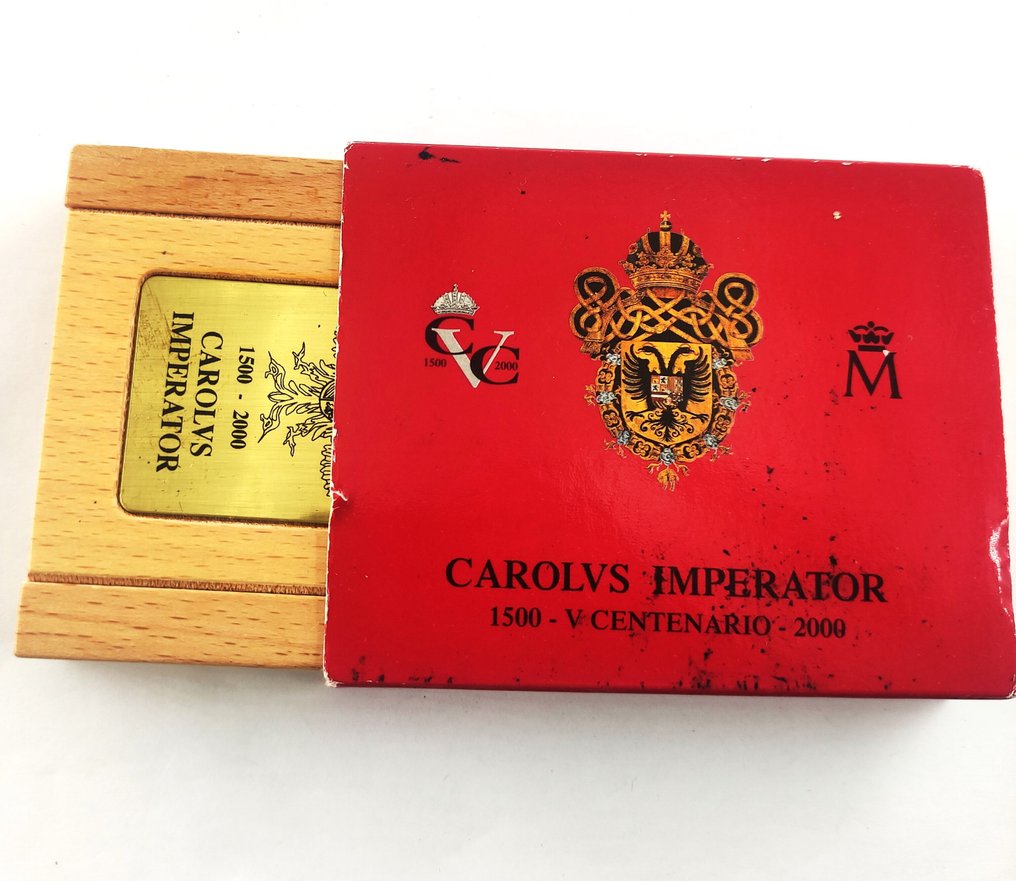 Spania. Silver Proof 2000 Pesetas Coin - Juan Carlos I (Charles V) - (33,62gr) in box with certificate 2000  (Ingen reservasjonspris) #3.2