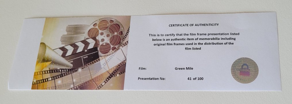 Stephen Kings's The Green Mile - Framed Film Cell Display with COA #2.1