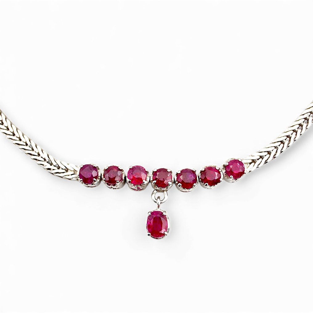 Ohne mindestpreis - Halskette Silber - Ruby (zertifiziert) #1.0