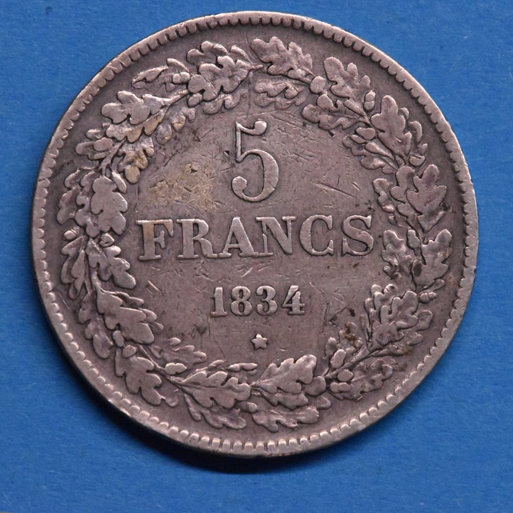 Βέλγιο. Leopold I. 5 Francs 1834 Positie B RAAR (χωρίς τιμή ασφαλείας) #1.0