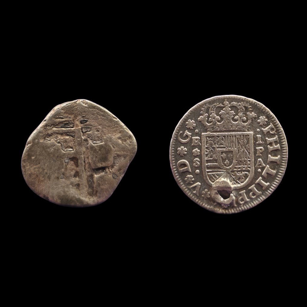 Ισπανία. Lote de 2 monedas de Real incl.: 1734, Sevilla  (χωρίς τιμή ασφαλείας) #1.0