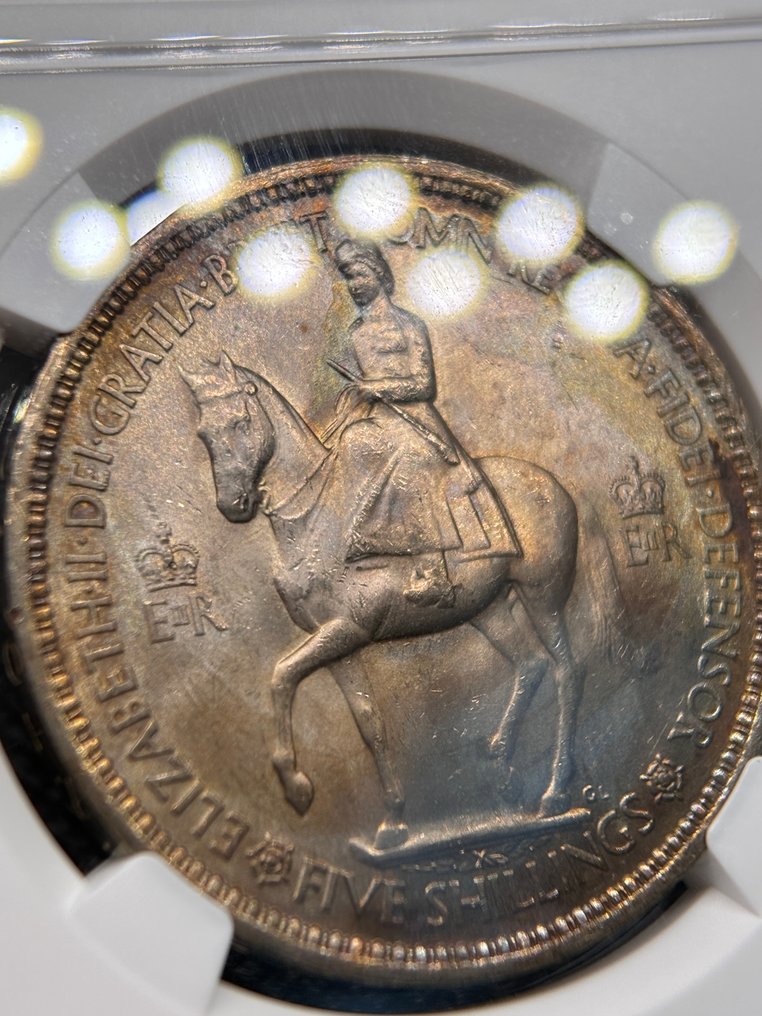 Storbritannien. 5 Shillings 1953 / Elisabeth II / NGC MS64 (Utan reservationspris) #4.3