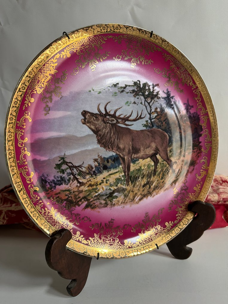 Bavaria (Germany), Bavaria - 大盘 - 瓷, 镀金 - 野性场景，玫瑰红与黄金 #4.3