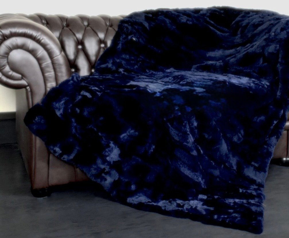 sötétkék - szőr - Takaró  - 220 cm - 110 cm - Rex Chinchilla #4.3