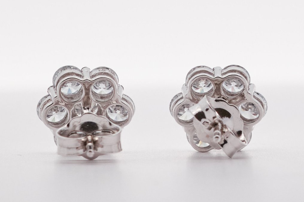 Zonder minimumprijs - Oorbellen - 14 karaat Witgoud -  2.08ct. tw. Diamant (Lab-grown) - Diamant #3.2
