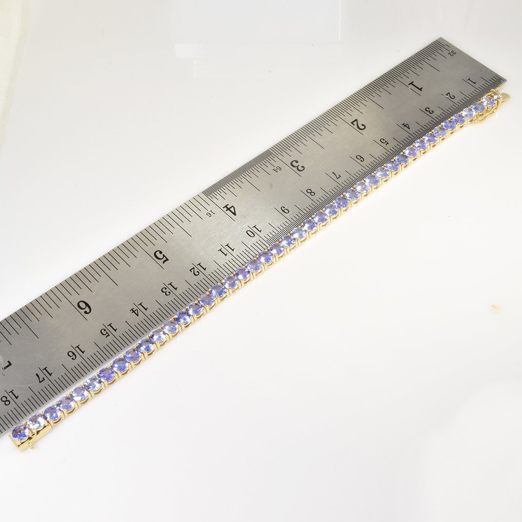 Βραχιόλι - 14 καράτια Κίτρινο χρυσό -  10.54ct. tw. Τανζανίτης - Πιστοποιητικό GFCO #4.3