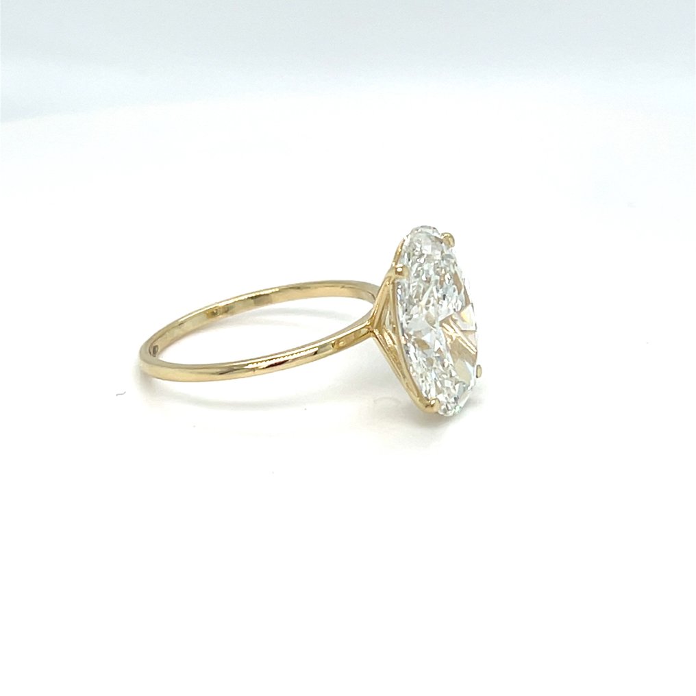 Sormus - 14 kt. Keltakulta - 4.01ct. tw. Timantti (Laboratoriossa kasvatettu) #3.2