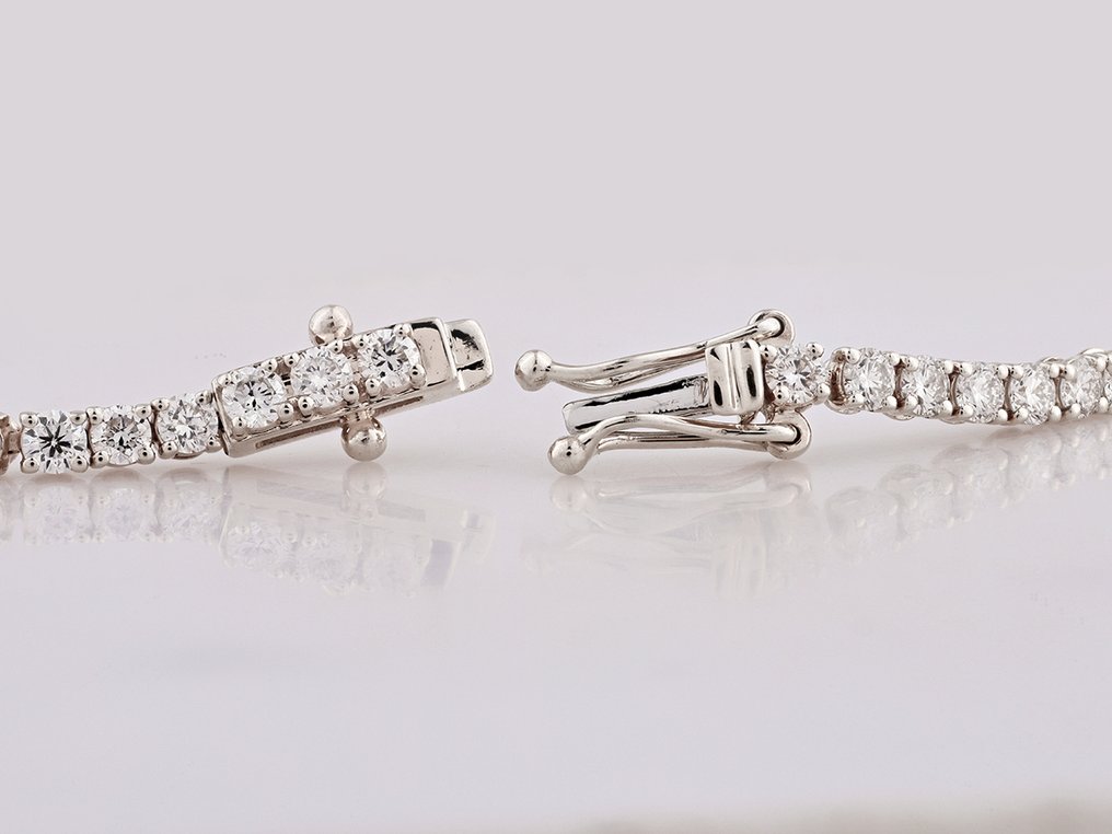 手鈪 - 14 克拉 白金 -  3.28ct. tw. 鉆石 (天然) #1.0