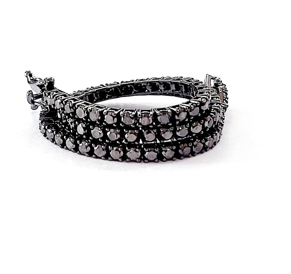 Βραχιόλι τένις - 18 καράτια Λευκός χρυσός -  7.10ct. tw. Διαμάντι (Επεξεργασμένου χρώματος)  - Κατασκευασμένο στην Ιταλία #1.0