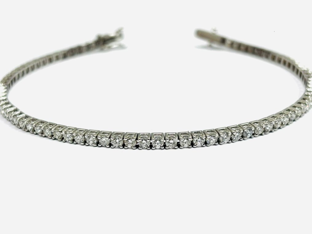 Βραχιόλι τένις - 18 καράτια Λευκός χρυσός -  4.80ct. tw. Διαμάντι (Φυσικό)  - Κατασκευασμένο στην Ιταλία #1.0