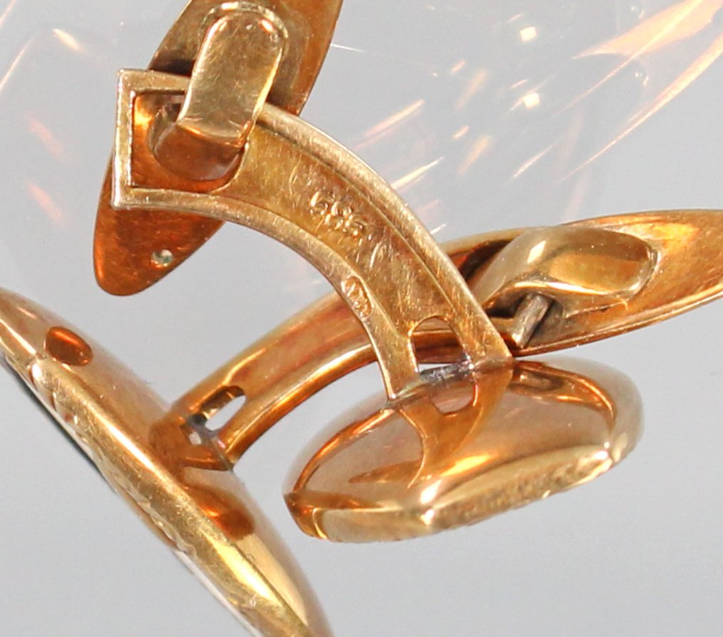 袖扣 - 14K包金 黄金 - Art Deko，珍珠母 #4.3