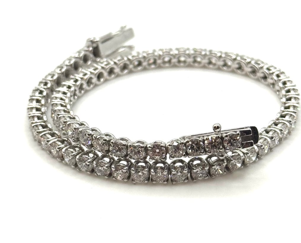 Βραχιόλι τένις - 18 καράτια Λευκός χρυσός -  4.90ct. tw. Διαμάντι (Φυσικό) #1.0