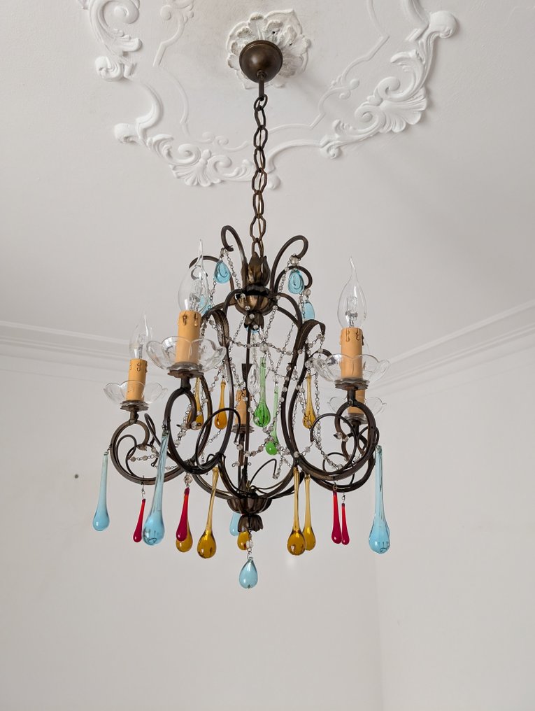 Hängelampe - Eisen - Muranoglas #3.2