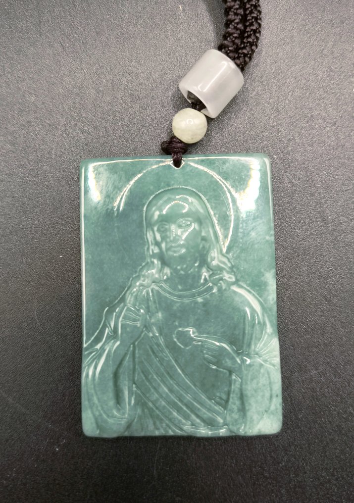 Jade - Sculpture en jadeite Feicui - Pendentif - Papillon certifié #3.2